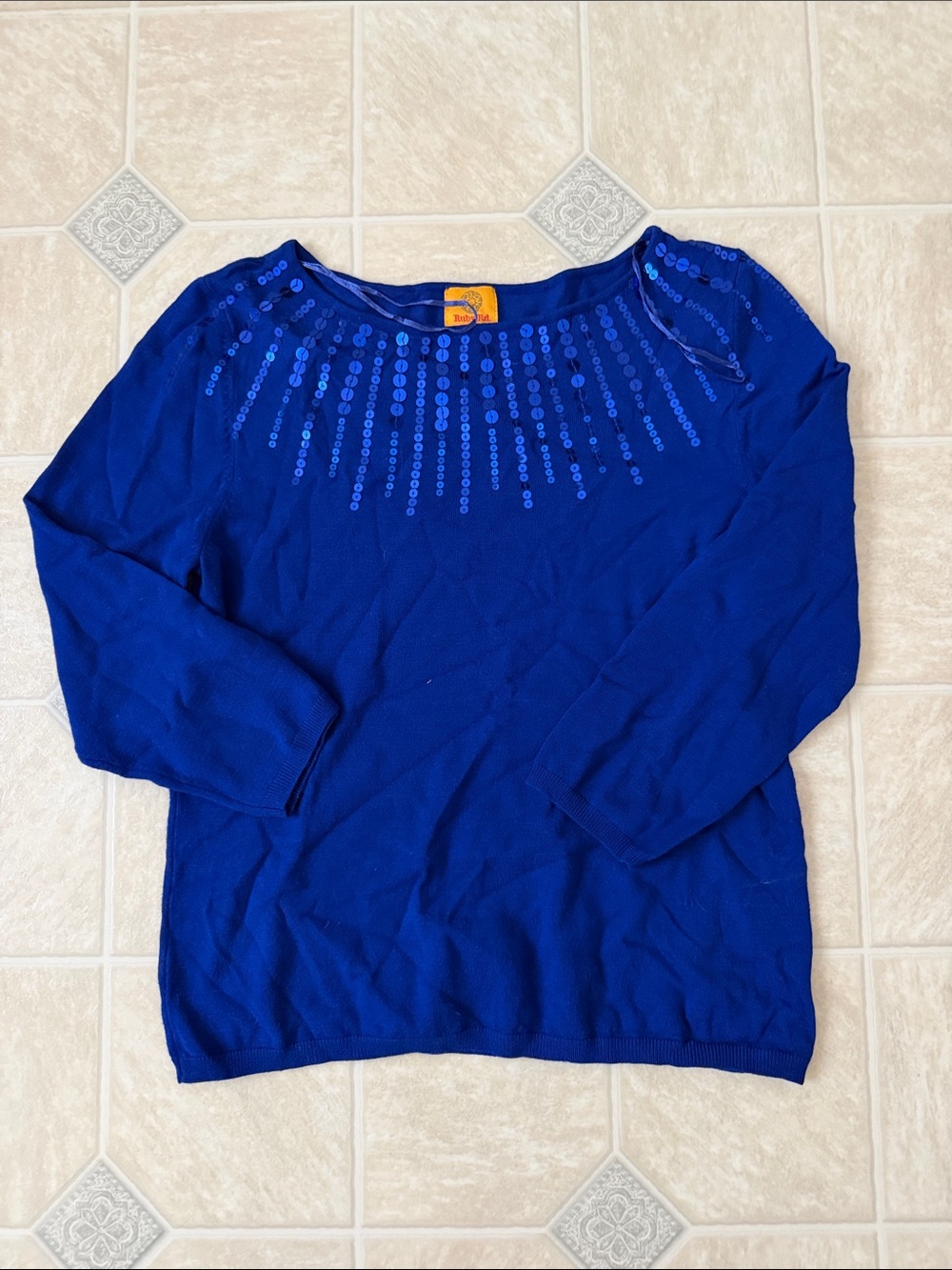 Ruby Rd. Royal Blue Sequin Boatneck Sweater